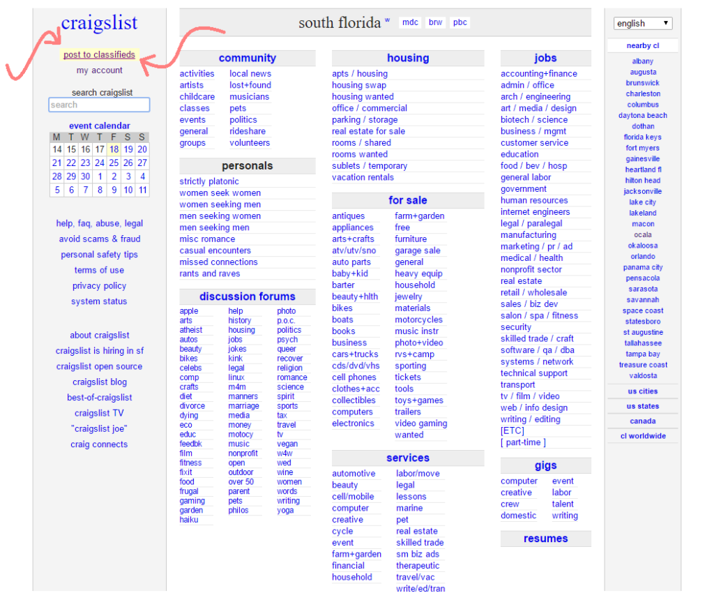 Craigslist Property Listing for FSBO, FRBO Homeowners